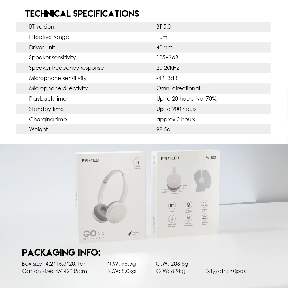 Fantech GO AIR WH02 WIRELESS HEADSET Fantech GO AIR WH02 WIRELESS HEADSET